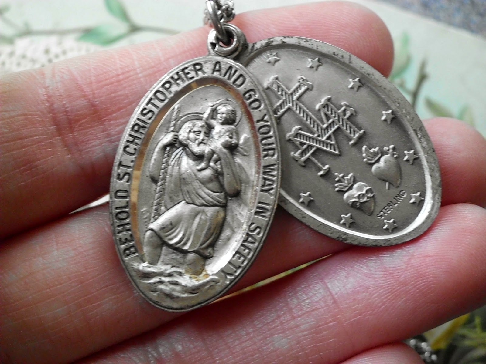 Vintage Religious Medals LARGE Vintage STERLING Virgin Mary Miraculous