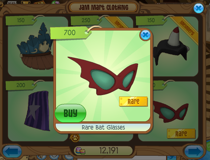 Animal Jam fan blog Rare Bat Glasses