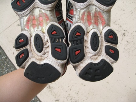 heel of shoe wearing uneven