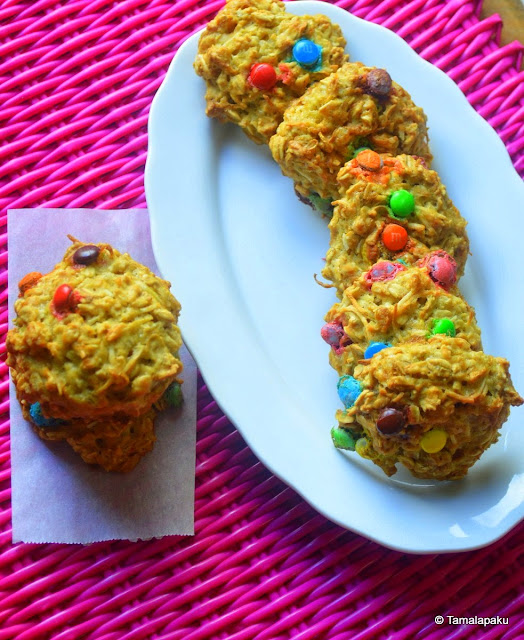 Eggless ZucchiniCoconut M n M Cookies Tamalapaku