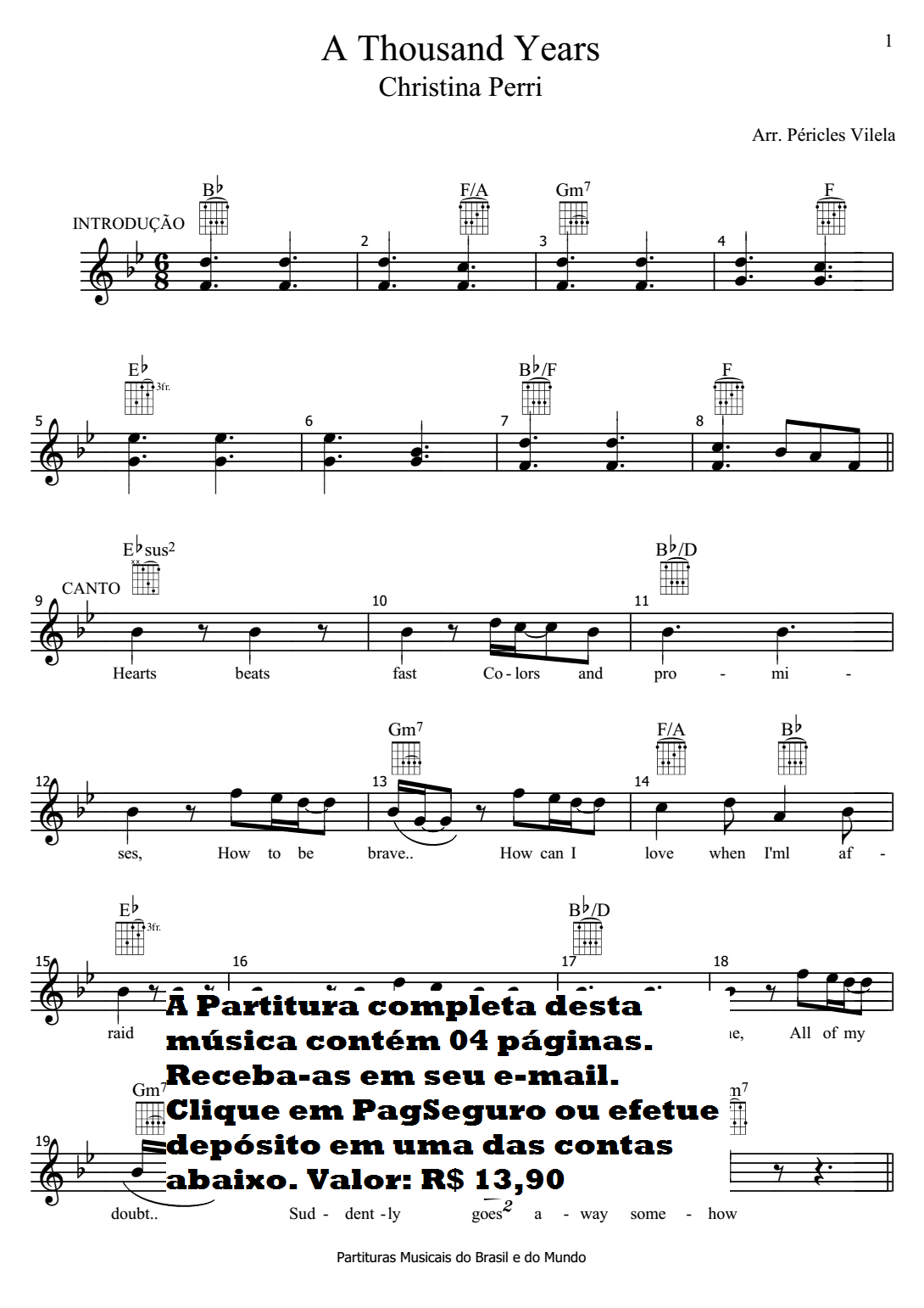 Partituras Musicais A Thousand Years Christina Perri Teclado