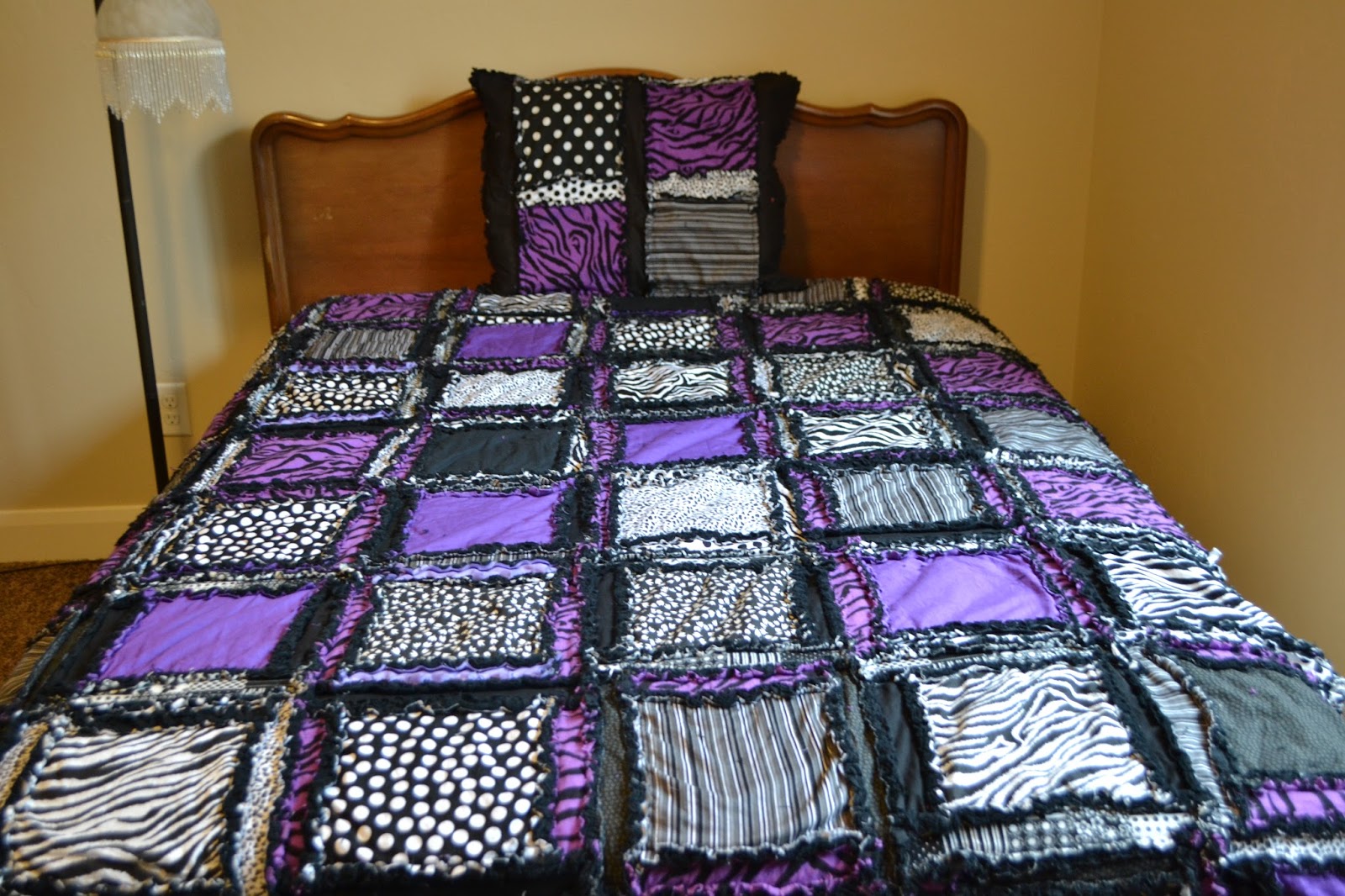 Zebra Girl Bedding Rag Quilt for Twin, Full/Double, Queen, and King