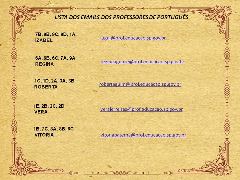 Lista dos Profºs de Português por série