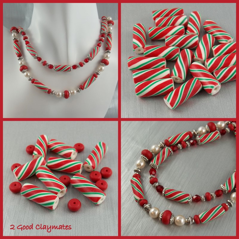 2 Good Claymates Candy Cane Tube Bead Tutorial
