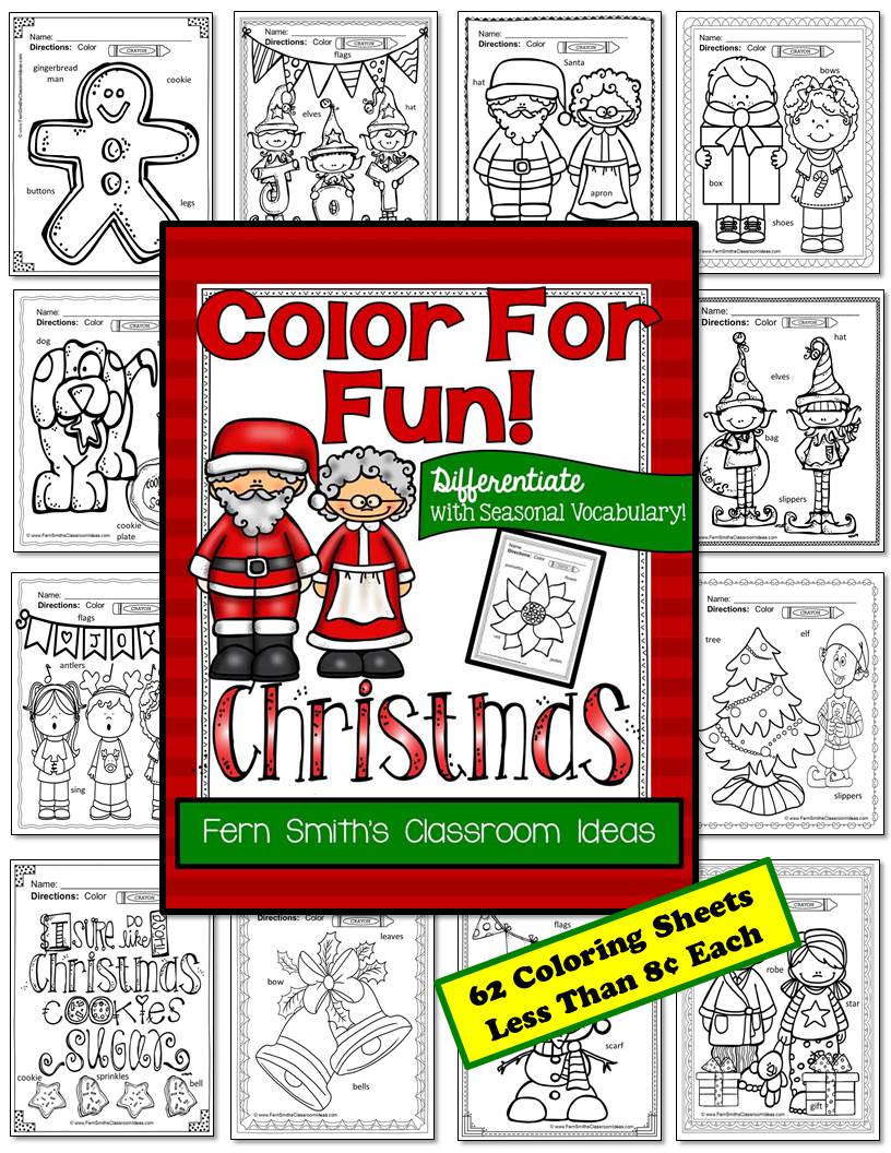 Christmas Fun with Seasonal Vocabulary! Color For Fun Printable Coloring Pages Christmas Fun with Seasonal Vocabulary! Color For Fun Printable Coloring Pages