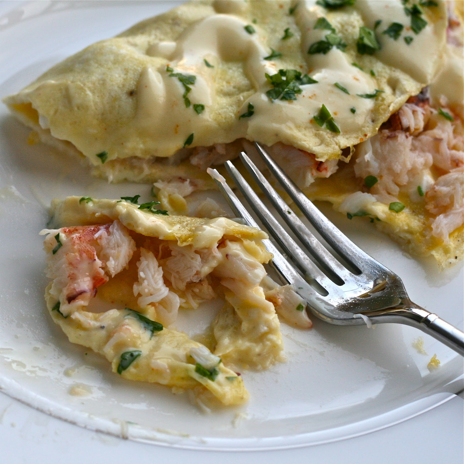 O is for Omelette with Crab and Mock Hollandaise Sauce e is for eat