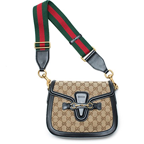 Gucci Lady Web GG Signature Authentic Black Leather Red Strap Italy New Bag 2019