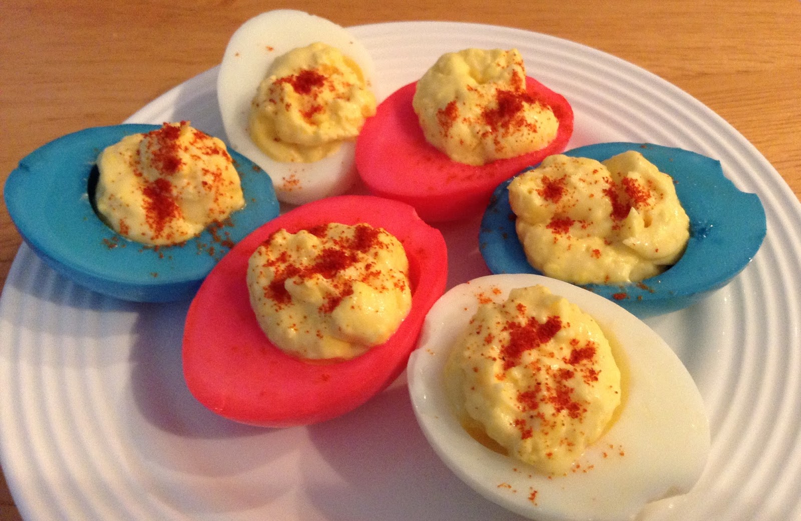 Laura's Baking Talent Red, White, and Blue Deviled Eggs