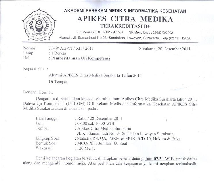 Aditya Apikescm Rmik Universitas Duta Bangsa Surakarta Udb Pengumuman Uji Kompetensi Apikes Citra Medika Surakarta Untuk Lulusan 2011