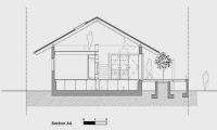 Contemporary House Style With Exposed Timber Rafter And Bookshelf Column Contemporary House Style With Exposed Timber Rafter And Bookshelf Column