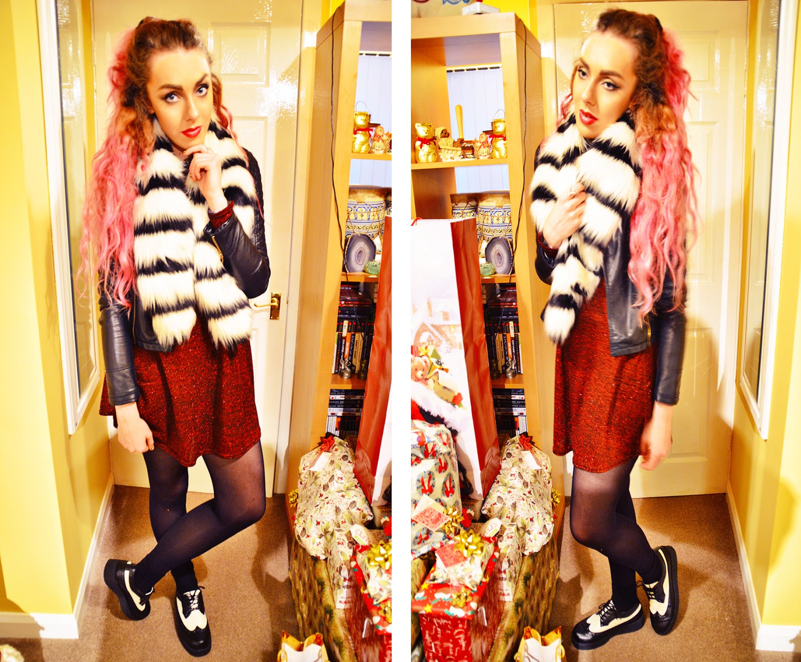 Stephi LaReine// Liverpool, UK Fashion & Lifestyle Blogger// Christmas Eve 2014// Over My Body Dress, Celeblook Leather Jacket// SpyLoveBuy Monochrome Brogue Creepers Lookbook 