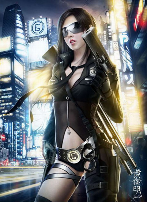 el cyberpunk Cyberpunk+gun+girl