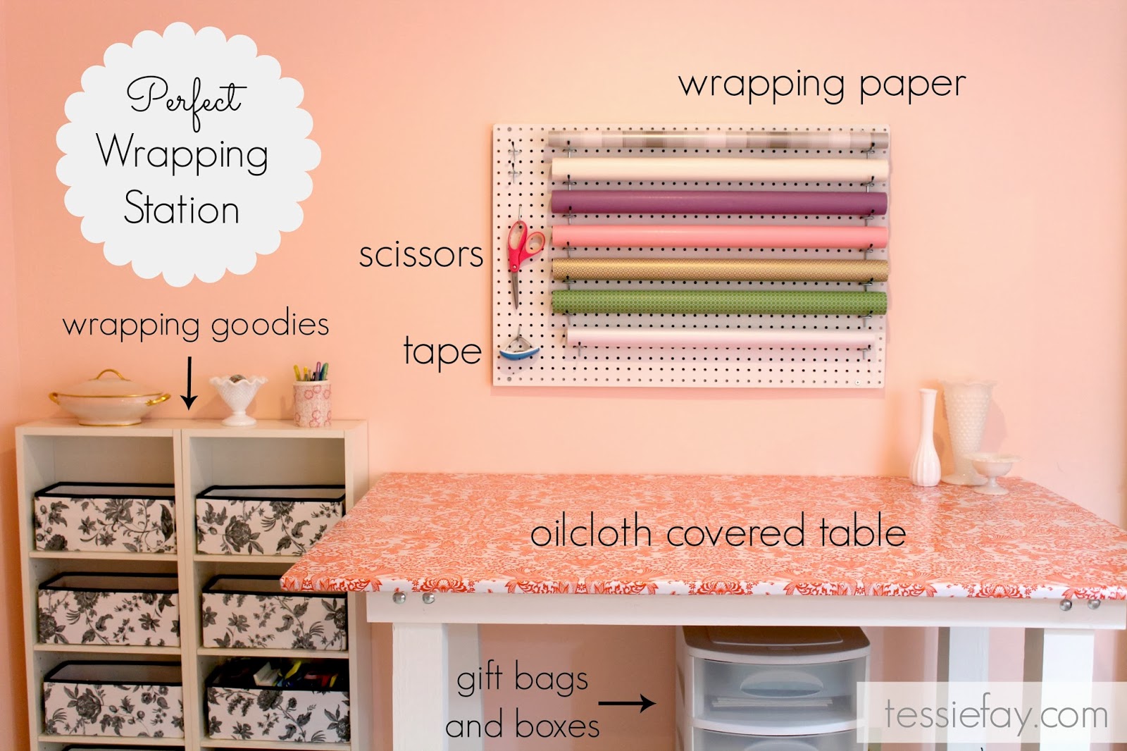 Tessie Fay Pegboard Wrapping Station
