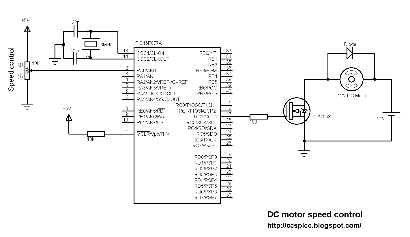 DC Motor speed control with PIC16F877A and CCS PIC C compiler