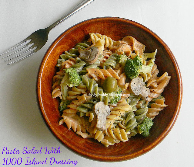 Pasta Salad with low fat 1000 Island Dressing