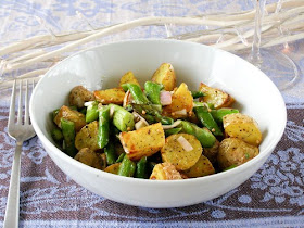 Warm Salad of Roasted Baby New Potatoes, Sauteed Asparagus and Shallots in a Mustard-Dill Vinaigrette