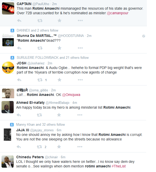 Twitter meltdown as Nigerians react to Buhari's #MinisterialList Twitter meltdown as Nigerians react to Buhari's #MinisterialList
