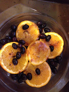 arancia caramellata con olive nere amare
