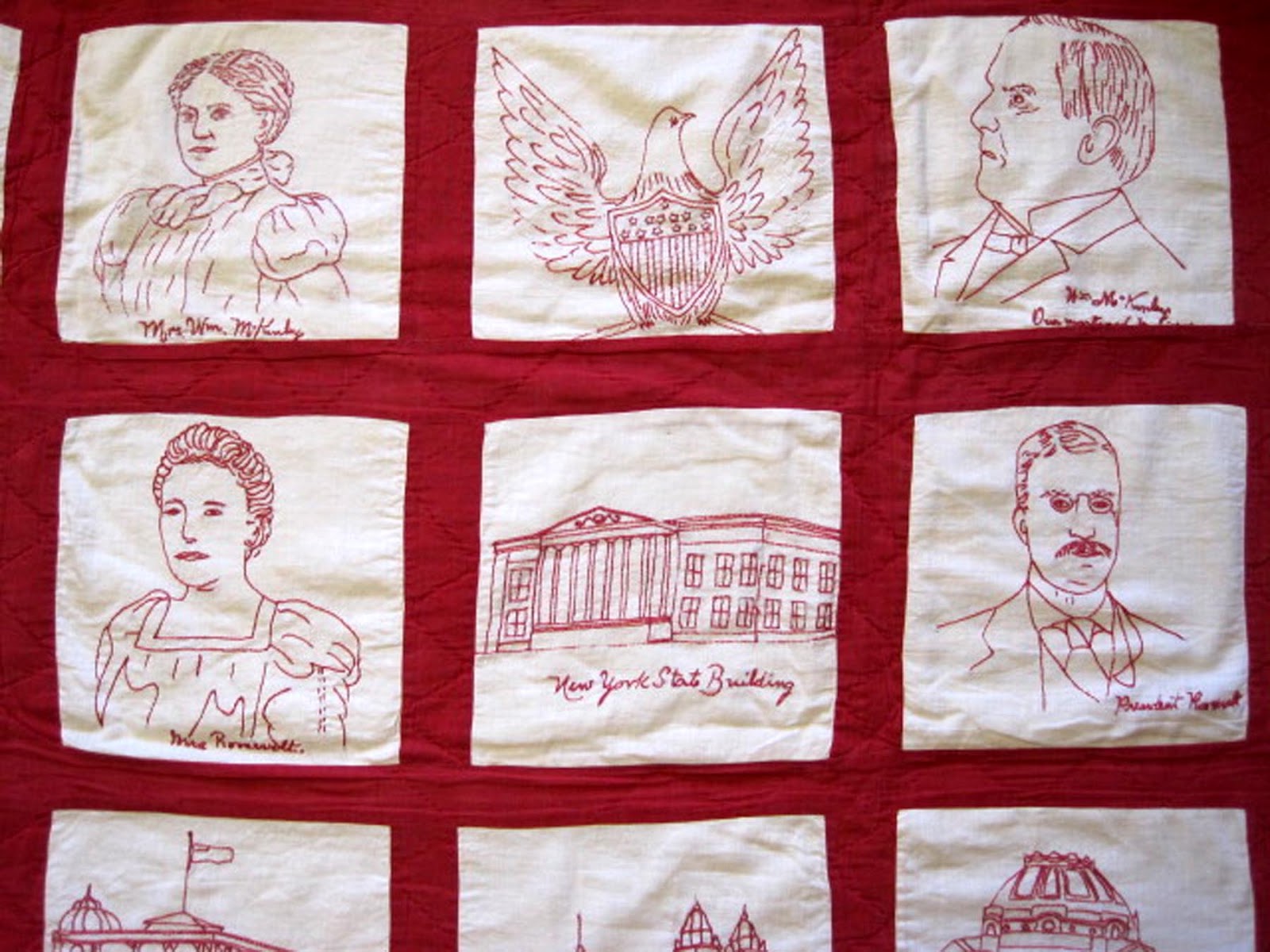 The Literate Quilter PanAmerican Redwork Quilt