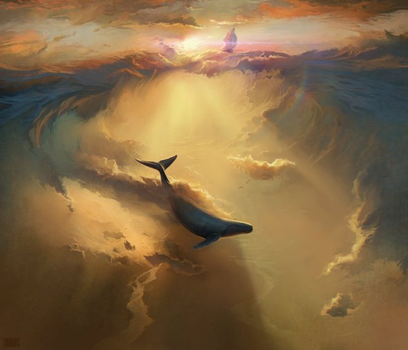 As surreais ilustrações nas nuvens de Artem Cheboha a.k.a. Rhads Artem Cheboha rhads deviantart ilustrações paisagens surreais fantasia céu nuvens baleias voando