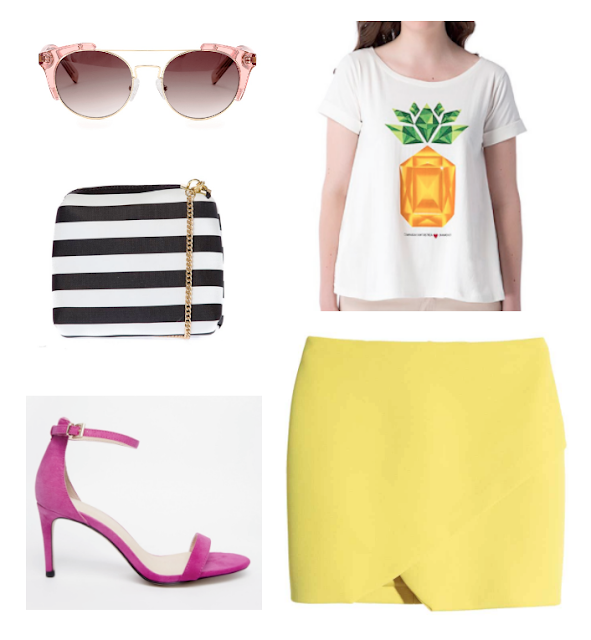 Natalie Joos copiando su estilo camiseta piña estampada -falda amarilla- Natalie Joos copiando su estilo camiseta piña estampada -falda amarilla-