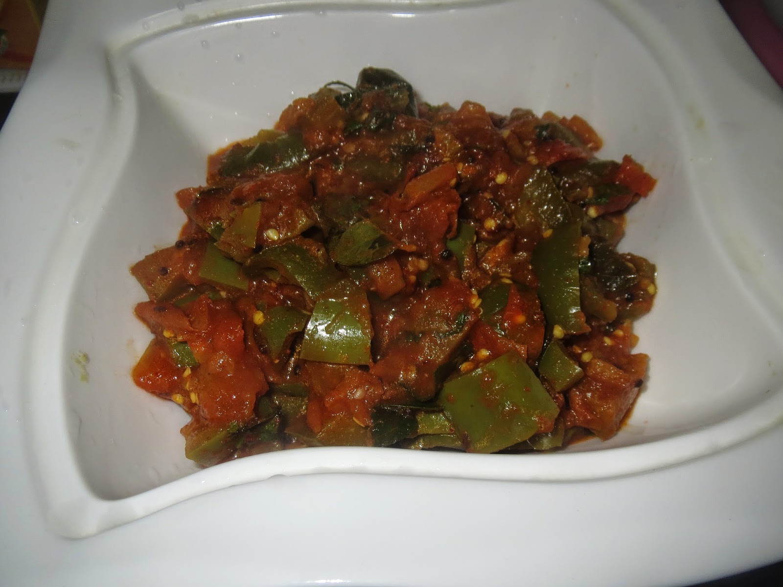 ಅಡಿಗೆ Adige Brinjal Capsicum Tomato Curry