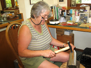 Pia at work in her jewelery studio
