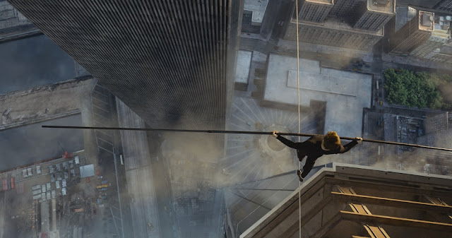 This is genuinely scary, even as an audience. The Walk 2015 movie still high-wire walking