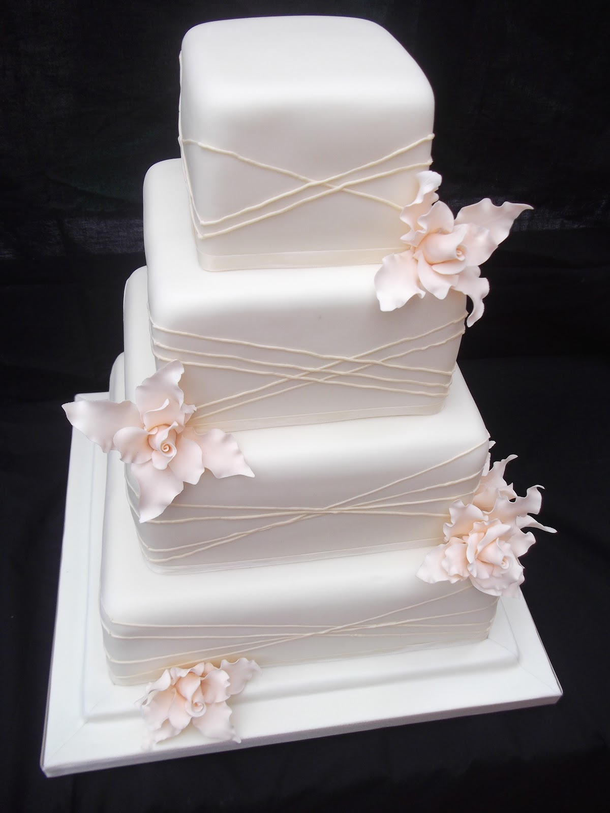 Cakes By Karen: Ivory wedding cake with champagne flowers