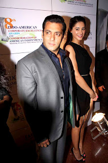 Salman Khan along with Nargis snapped at 8th Indo-American Corporate Excellence Award event