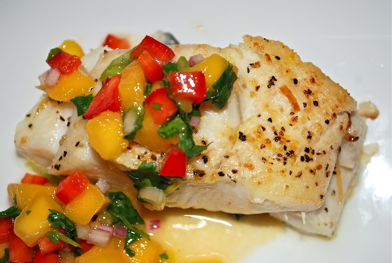 Delicious Made Simple Mangia Mango for the Halibut (Halibut with Mango
