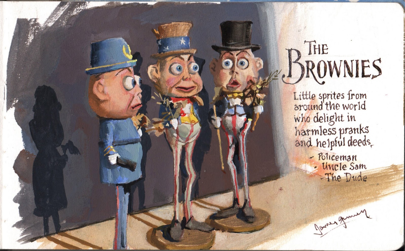 Gurney Journey Painting "Brownies" Comic Characters