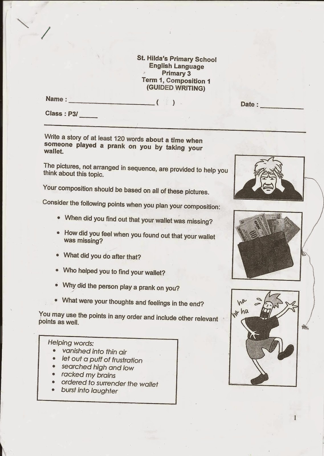 English paper 3 2019 picture