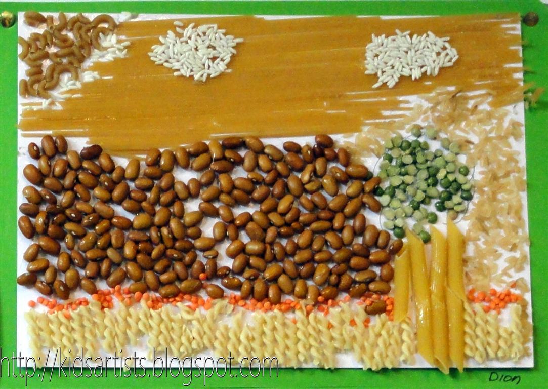 Kids Artists Pasta and beans landscape