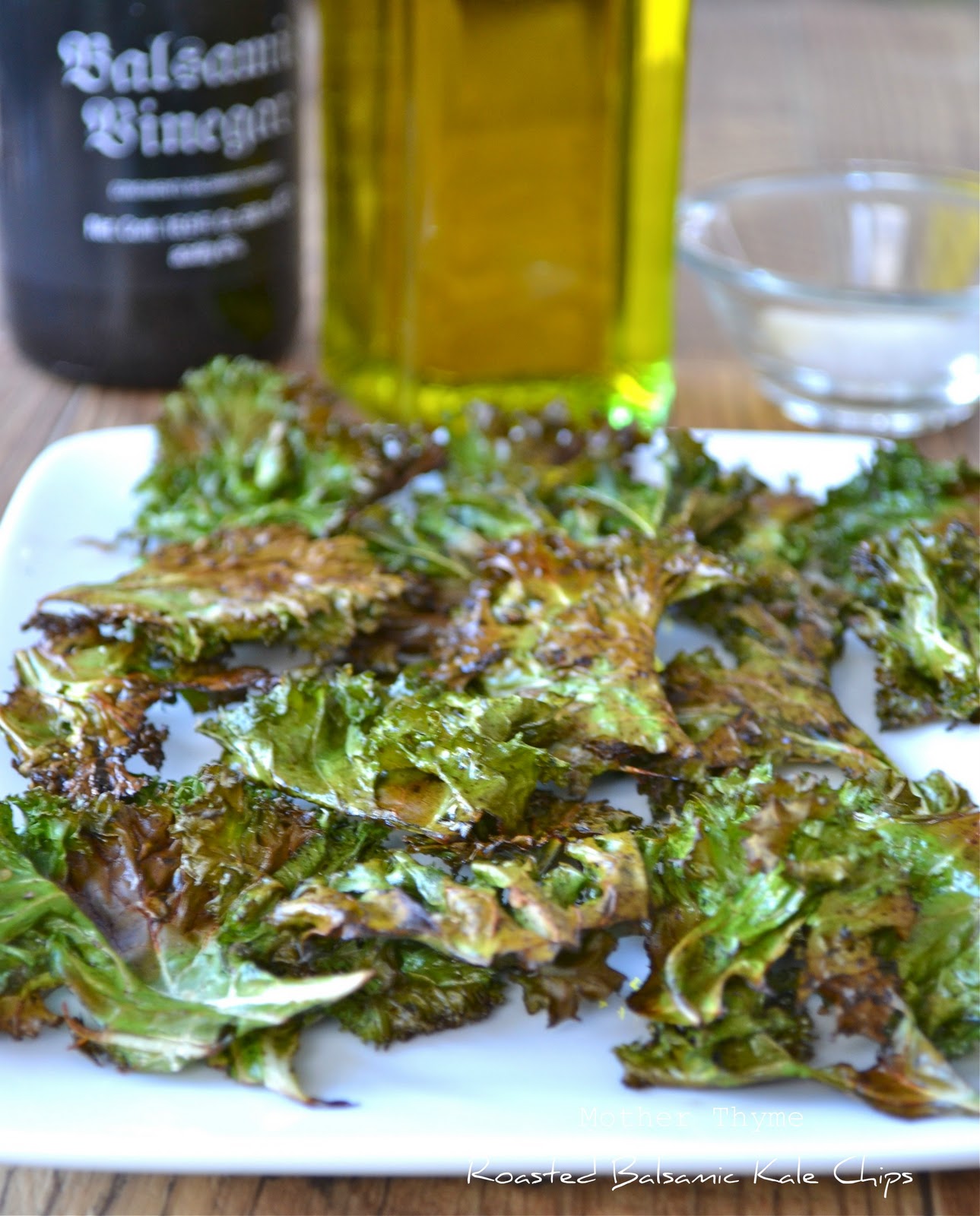 Roasted Balsamic Kale Chips Mother Thyme