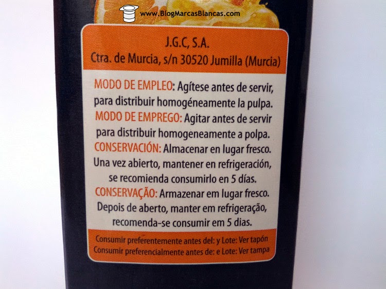 Zumo exprimido de naranja Rio D'Oro de Aldi fabricado por J. García Carrión (Don Simón) en Villanueva de los Castillejos (Huelva). Zumo exprimido de naranja Rio D'Oro de Aldi fabricado por J. García Carrión (Don Simón) en Villanueva de los Castillejos (Huelva).