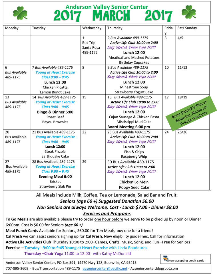 Anderson Valley Senior Center 6th Annual Crab Feed