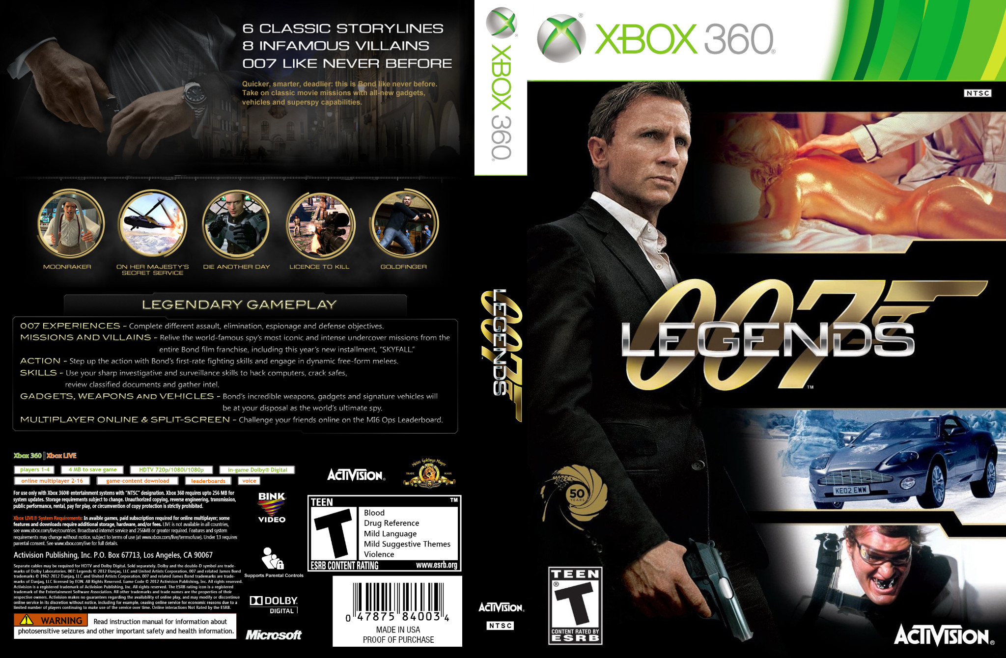 007 Legends Xbox 360 Gamecover Capas customizadas para DVD e Bluray
