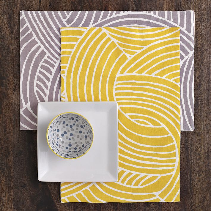 Fanned Placemats (Set of 2) Placemats, Yellow placemats, Placemat sets