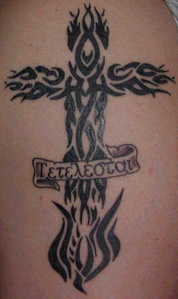 Cross tattoo tribal letter a tattoo. Cross tattoo tribal