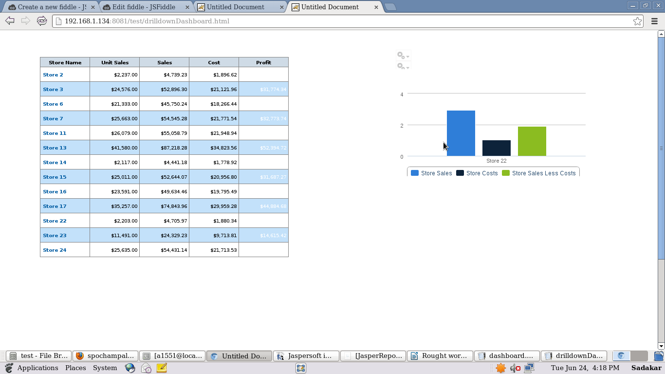 Drill down reports on web page (OR) Drill down in different containers ...