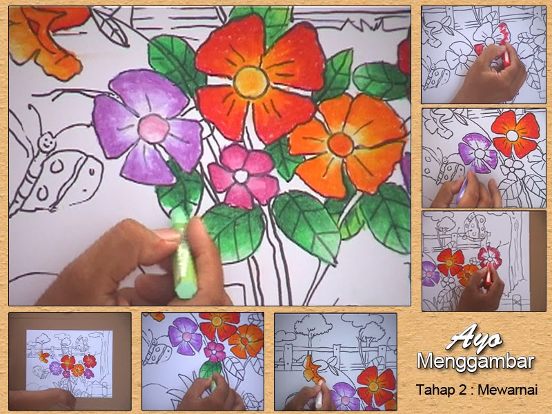 Menggambar Bunga Tehnik Crayon