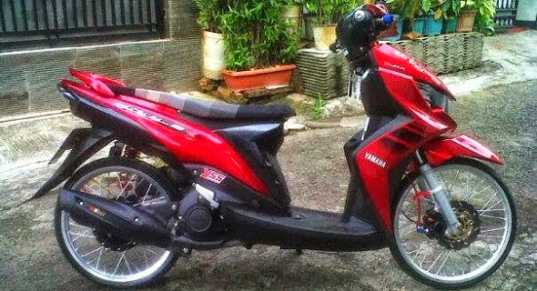Modifikasi mio soul gt drag 125 ring 17 warna merah hitam putih velg 14 keren