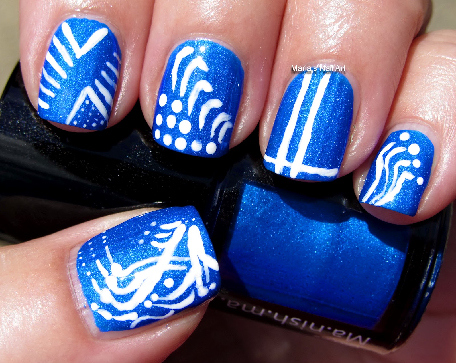 Marias Nail Art and Polish Blog Electric blue doodling