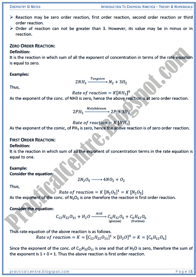 Introduction To Chemical Kinetics - Theory And Numericals (Examples And Problems) - Chemistry XI