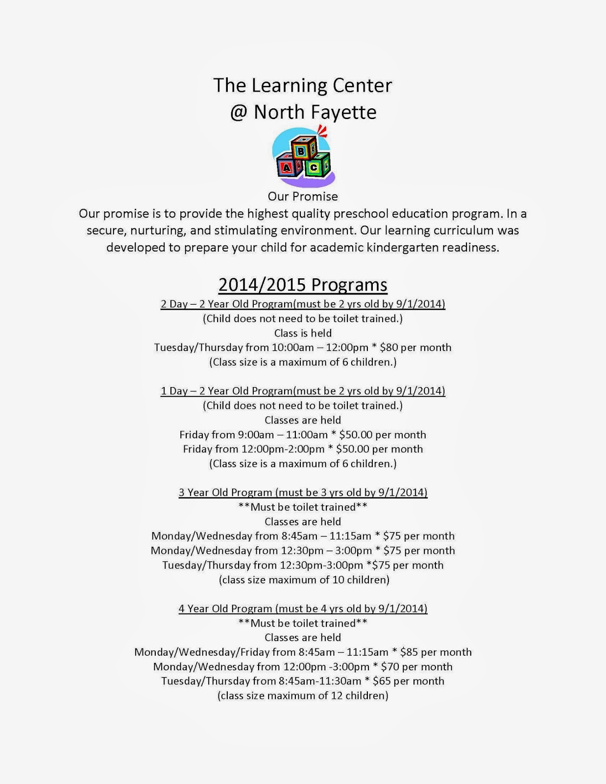 The Learning Center at North Fayette Preschool Registration Macaroni KID Pittsburgh West