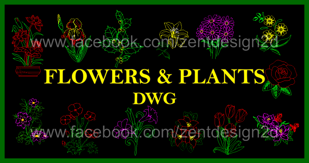 FLOWERS AND PLANTS DWG ZENT DESIGN 2D