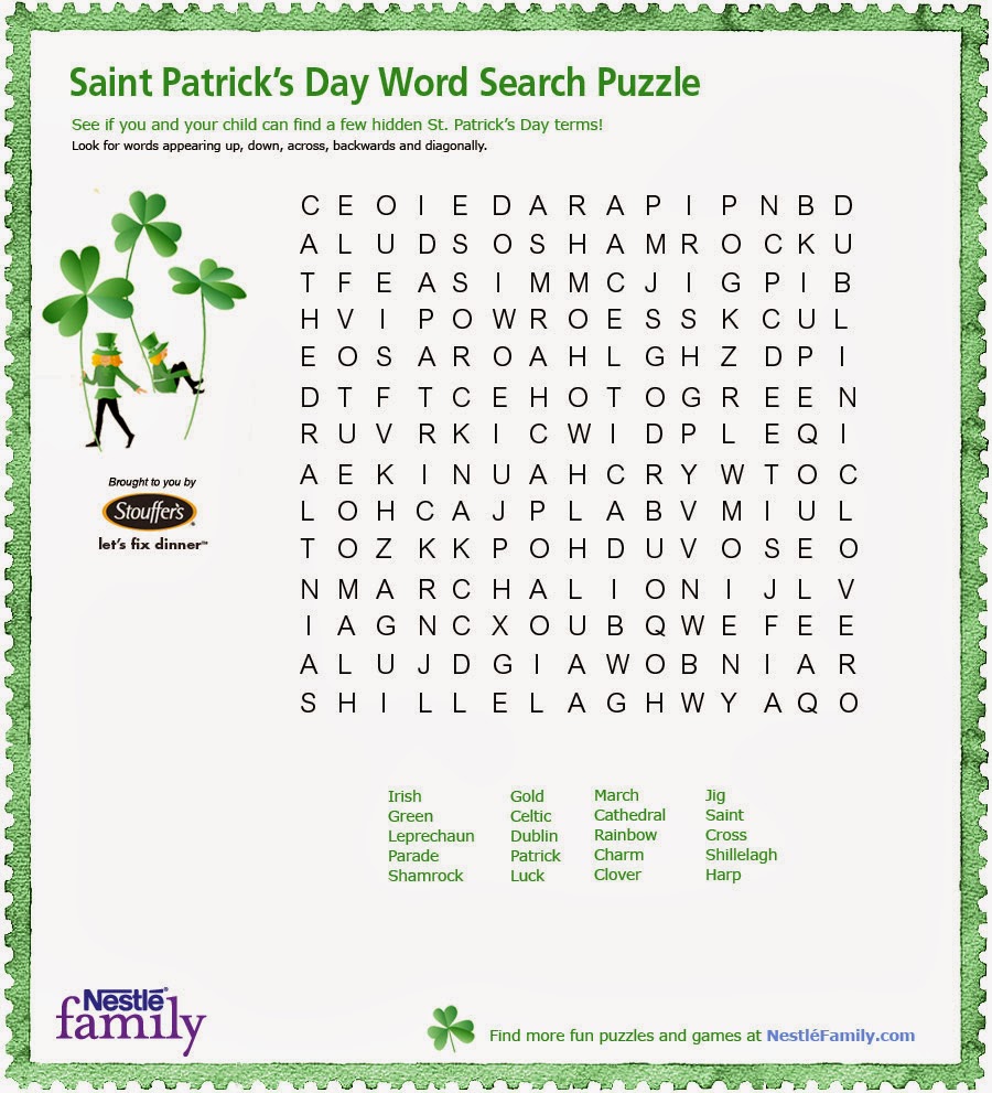 Word Search Games For St Patricks Day 2016
