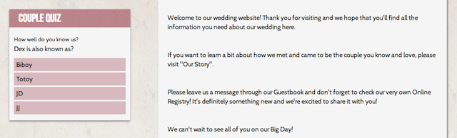 wedding website welcome messages