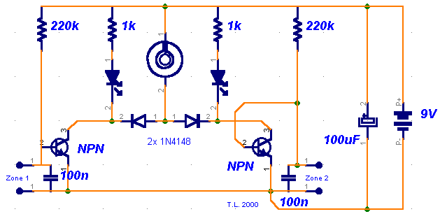 Simple Miniature Loop Alarm Circuit Diagram